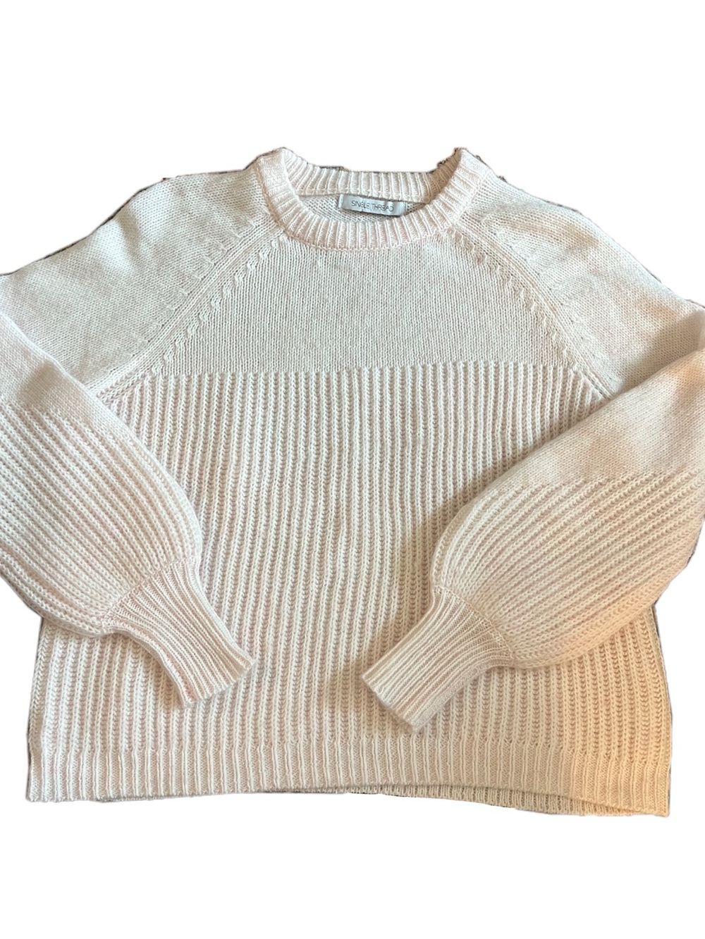 Light Pink Ribbed Knit Lurex Sweater